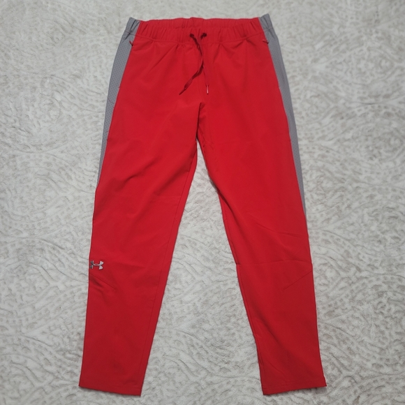 Under Armour Pants - Under Armour Women's Woven Warm Up Pants Size M Red/gray NWT